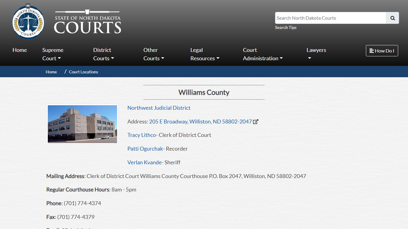 North Dakota Court System - Williams County - North Dakota Supreme Court