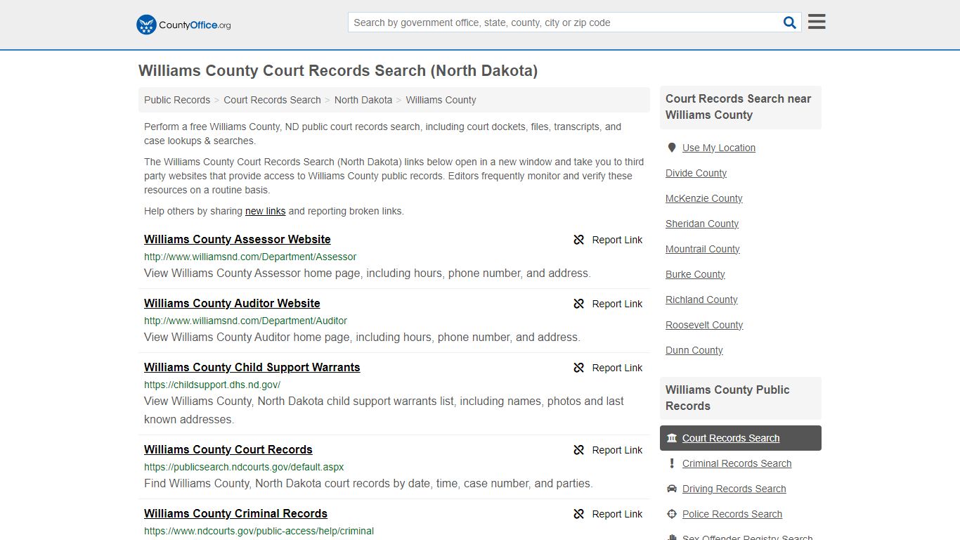 Williams County Court Records Search (North Dakota)